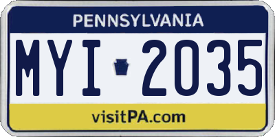 PA license plate MYI2035