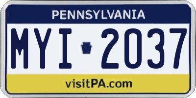 PA license plate MYI2037