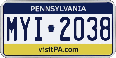 PA license plate MYI2038