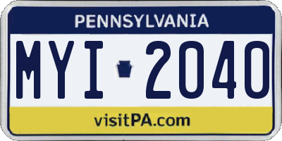 PA license plate MYI2040