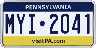 PA license plate MYI2041