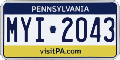 PA license plate MYI2043