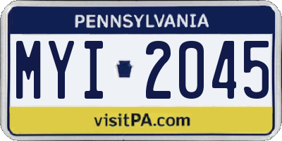PA license plate MYI2045