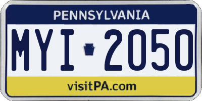 PA license plate MYI2050