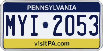 PA license plate MYI2053