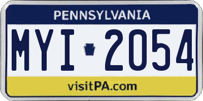 PA license plate MYI2054