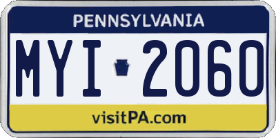 PA license plate MYI2060