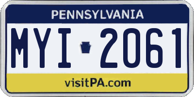 PA license plate MYI2061
