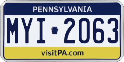 PA license plate MYI2063