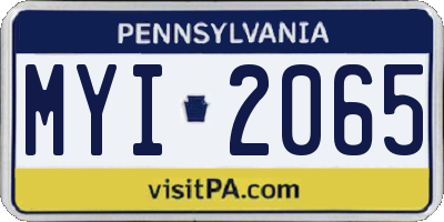 PA license plate MYI2065