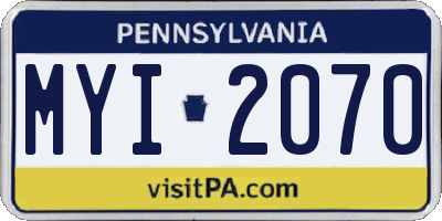 PA license plate MYI2070