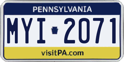 PA license plate MYI2071