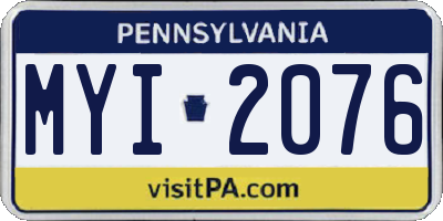 PA license plate MYI2076