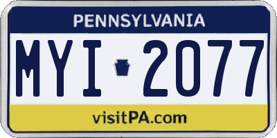 PA license plate MYI2077