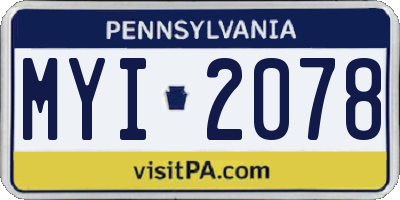PA license plate MYI2078