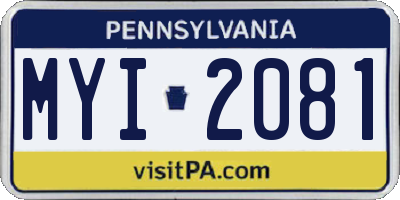 PA license plate MYI2081