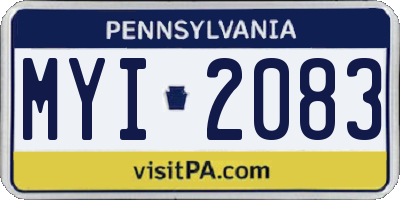 PA license plate MYI2083