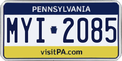 PA license plate MYI2085