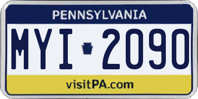 PA license plate MYI2090