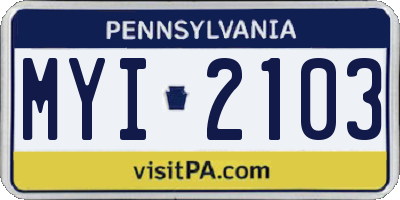 PA license plate MYI2103