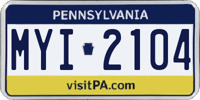 PA license plate MYI2104