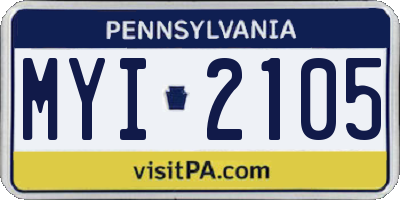 PA license plate MYI2105