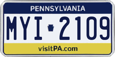 PA license plate MYI2109