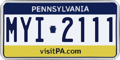 PA license plate MYI2111
