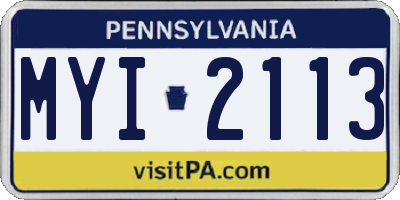 PA license plate MYI2113
