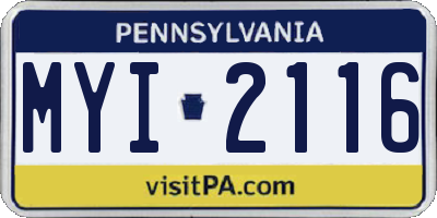 PA license plate MYI2116