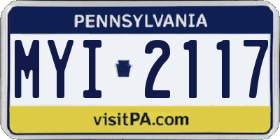 PA license plate MYI2117