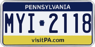 PA license plate MYI2118
