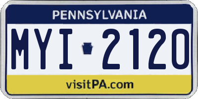 PA license plate MYI2120
