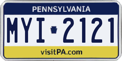 PA license plate MYI2121