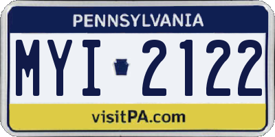 PA license plate MYI2122
