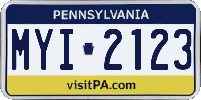PA license plate MYI2123