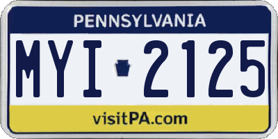 PA license plate MYI2125