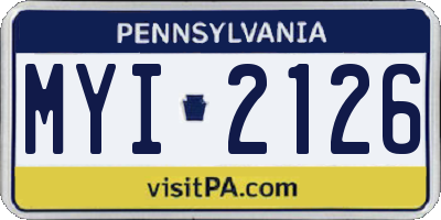 PA license plate MYI2126