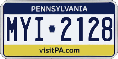 PA license plate MYI2128