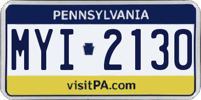 PA license plate MYI2130