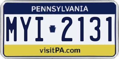 PA license plate MYI2131