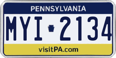 PA license plate MYI2134