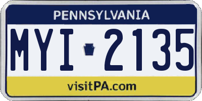 PA license plate MYI2135