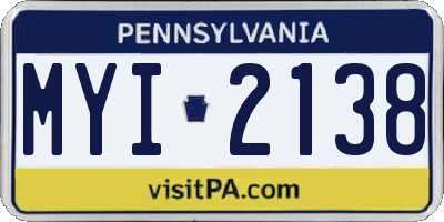 PA license plate MYI2138