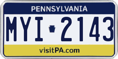PA license plate MYI2143