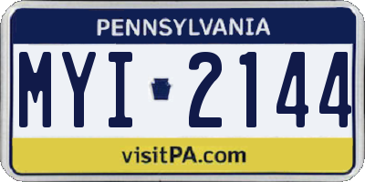 PA license plate MYI2144