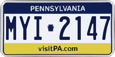 PA license plate MYI2147