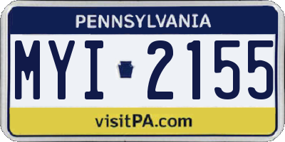 PA license plate MYI2155
