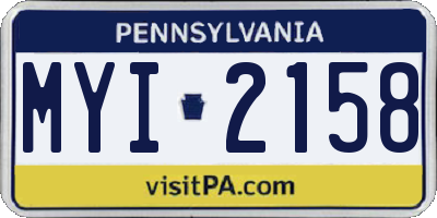 PA license plate MYI2158