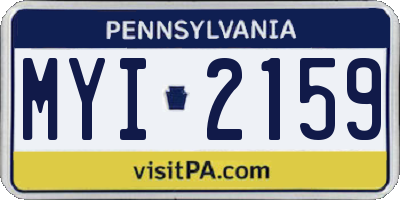 PA license plate MYI2159